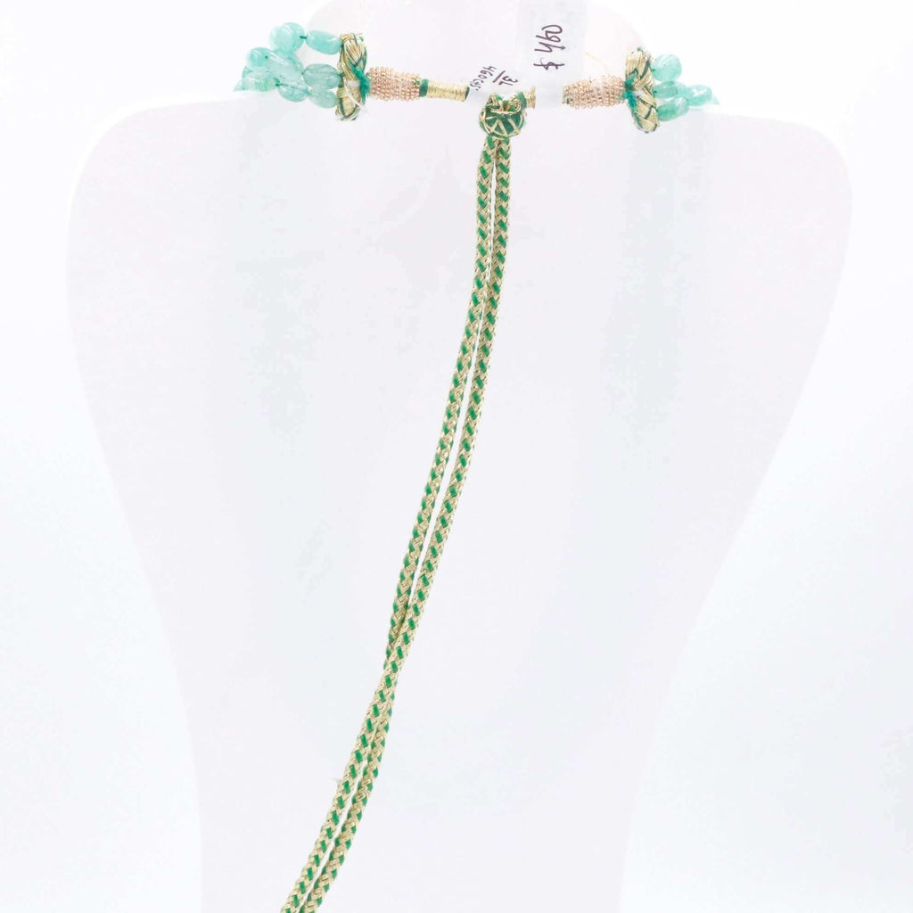 Indian Style Layered necklace with multiple strands of Emerald beads
