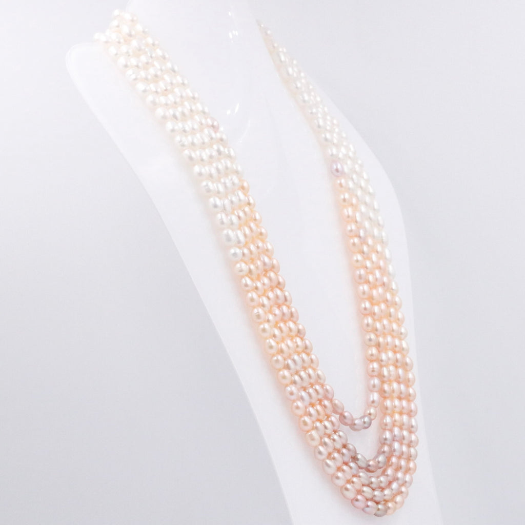 Long Layered Necklace with Shaded Cultured Fresh Water Pearls