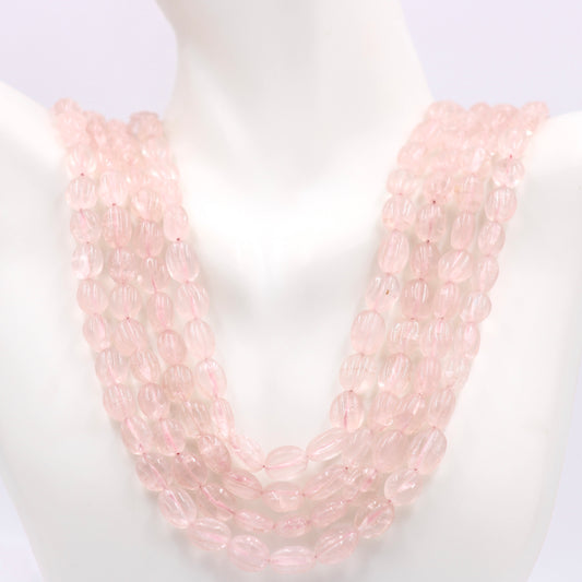 4 Strand Rose Quartz Necklace