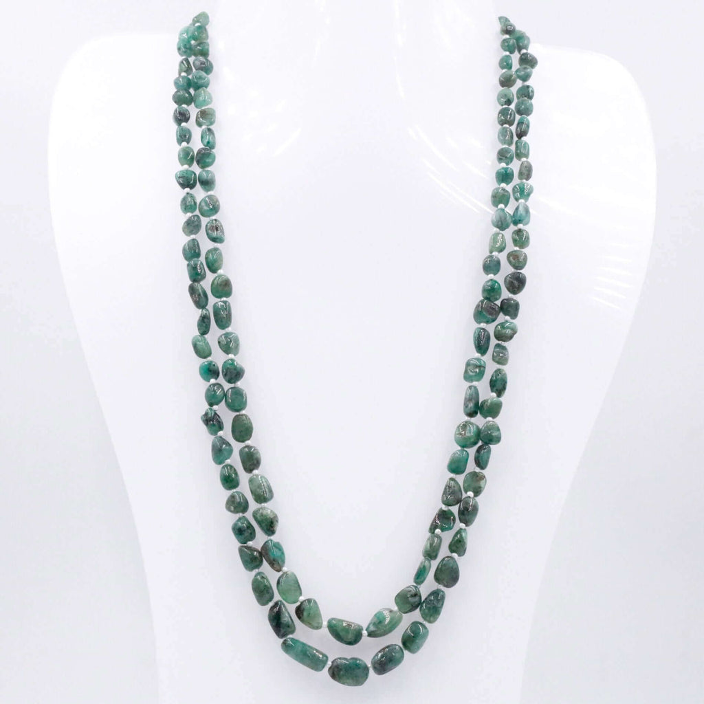 Natural Emerald Nugget Jewelry - Long & Layered Necklace