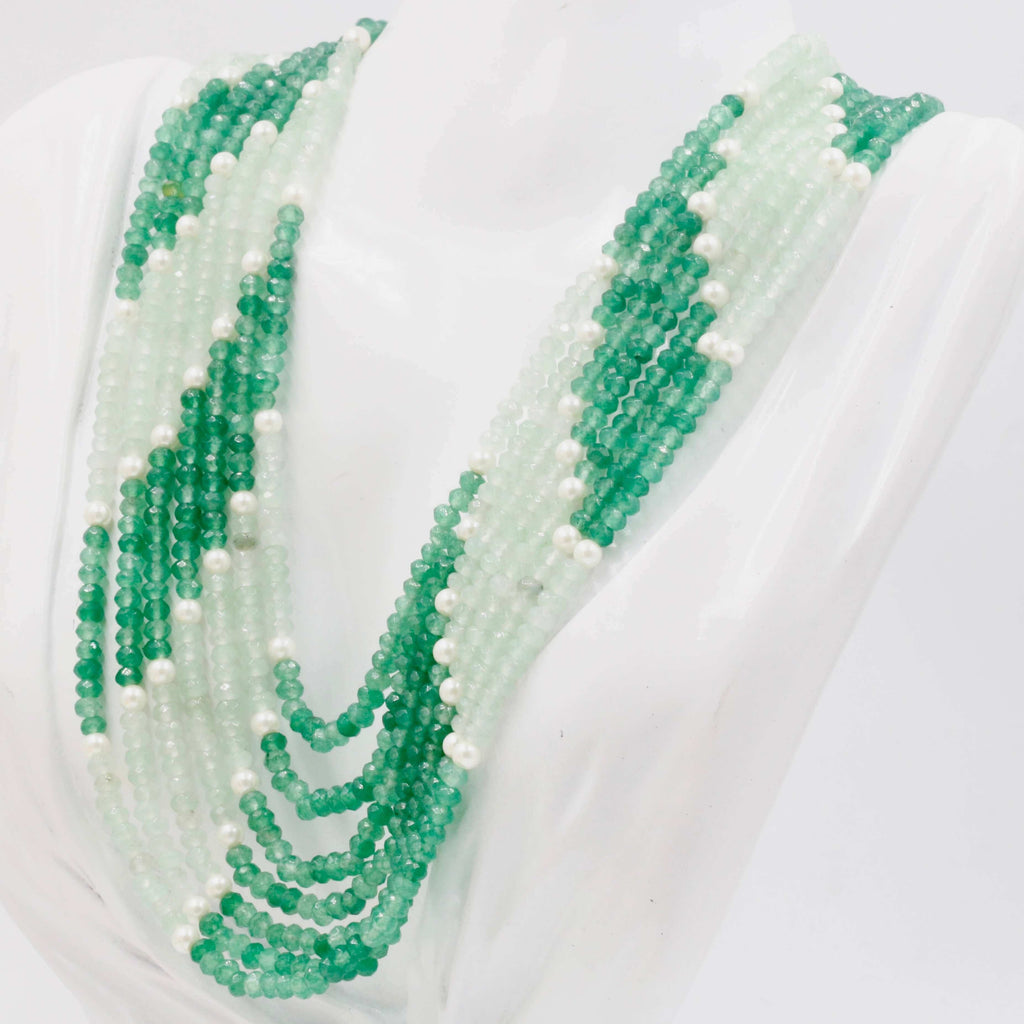 Layered Natural Green Quartz Indian Necklace