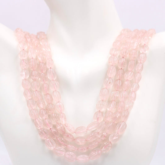 4 Strand Rose Quartz Necklace - Taj Mahal Gems