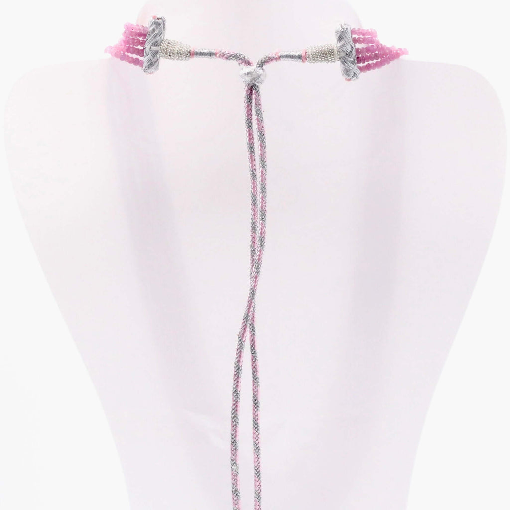 Natural pink sapphire beaded necklace with Sarafa design