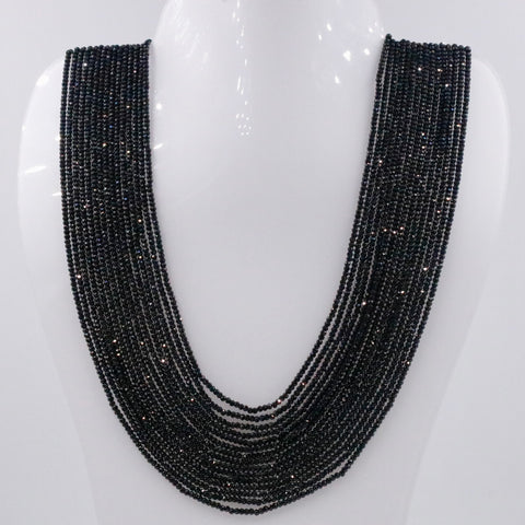 Faceted black spinel necklace with layered design