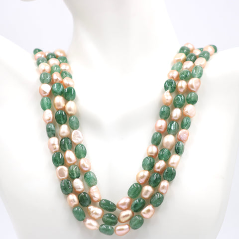 Aventurine and Pearl Beaded Necklace