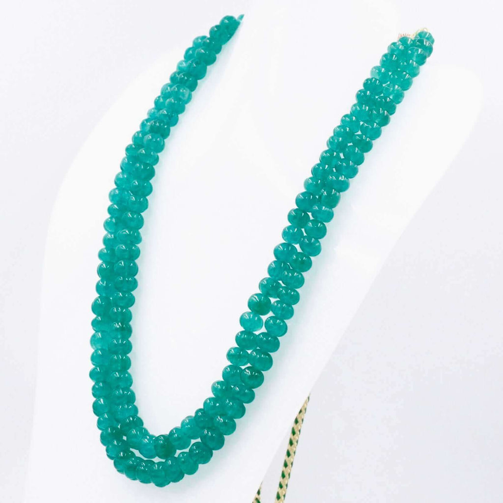 Natural Green Quartz Jewelry with Long & Layered Indian Necklace