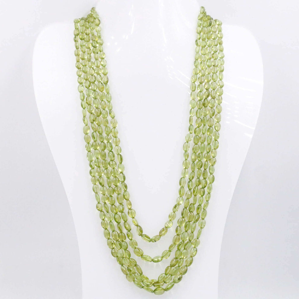 Natural Peridot Gemstone Necklace with Layered Green Beads in Sarafa Design