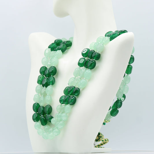 Bi-Color Green Jade Necklace - 3 Strand