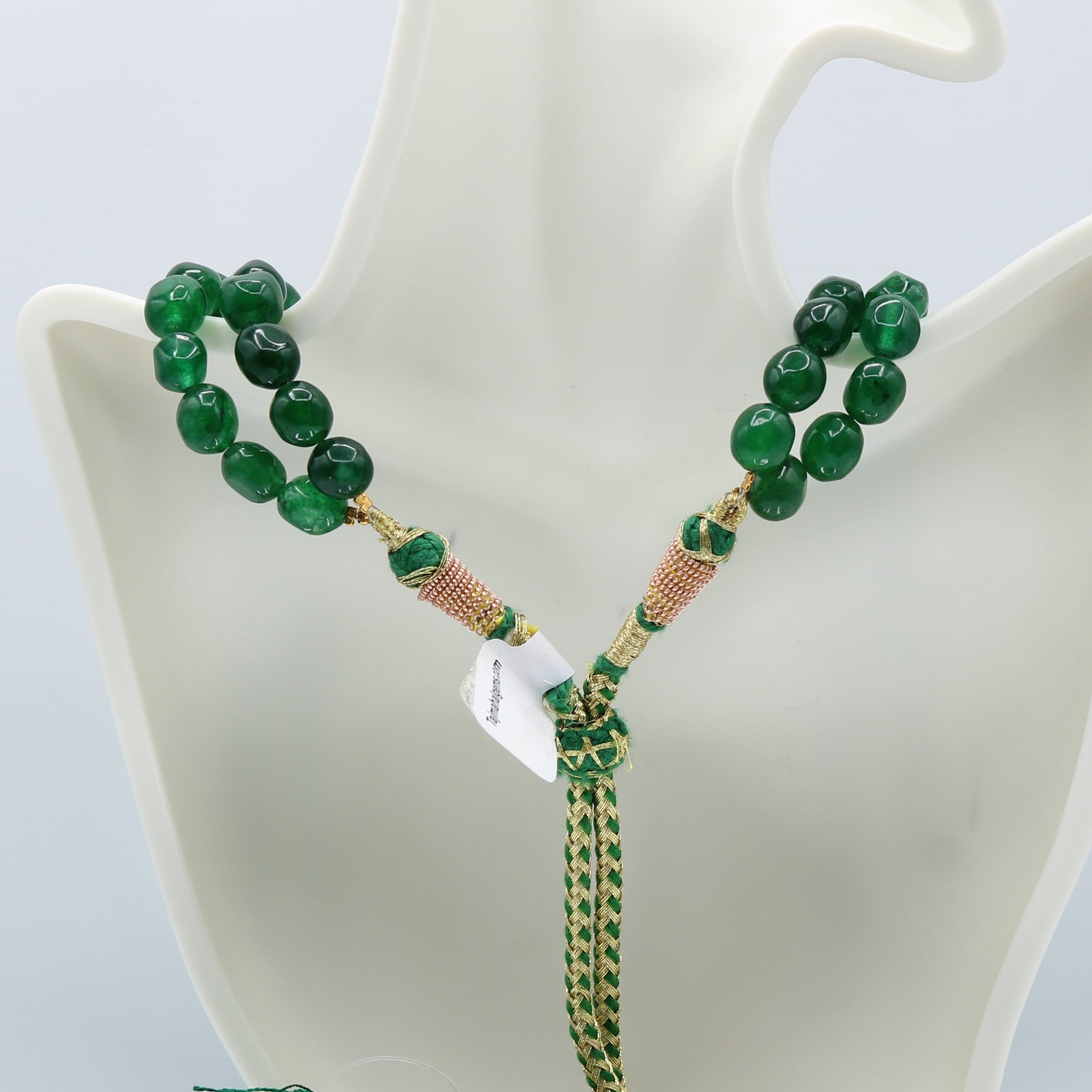 Green Quartz Layered Necklace featuring two strands of vivid green semi-translucent gemstones