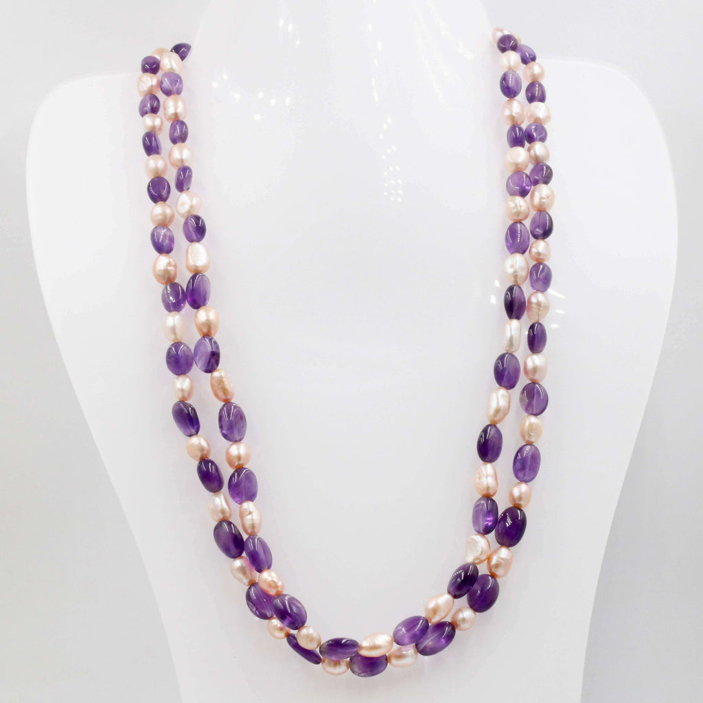 Natural Amethyst & Fresh Water Pearl Indian Necklace
