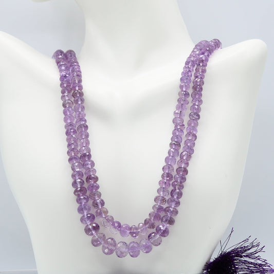 Amethyst Faceted Beaded Necklace featuring multiple strands of beautiful purple beads