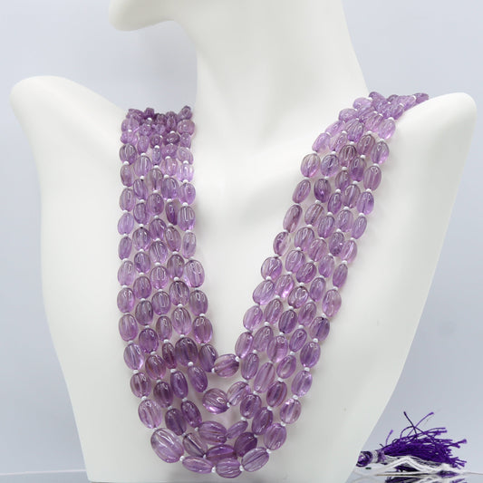 Amethyst Beaded Necklace - 5 Strand