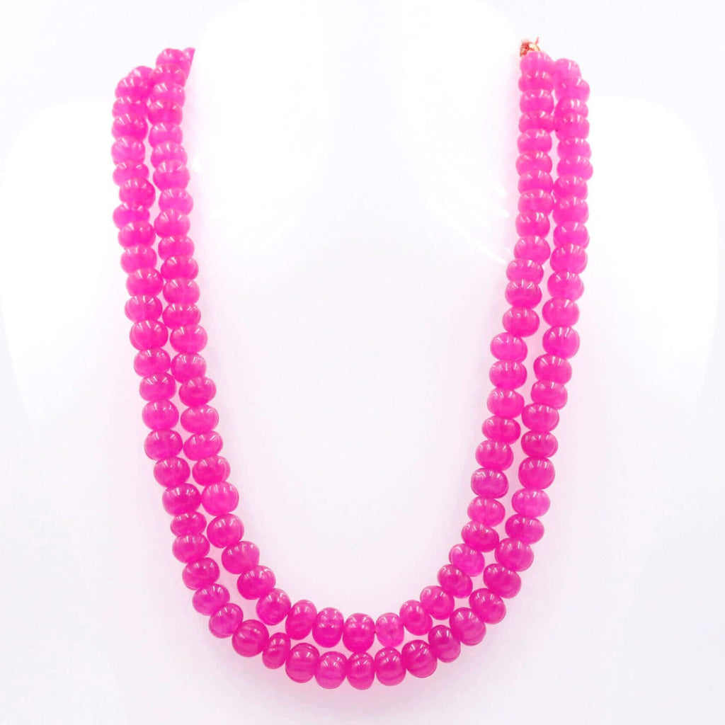 Long & Layered Natural Fuchsia Pink Quartz Necklace