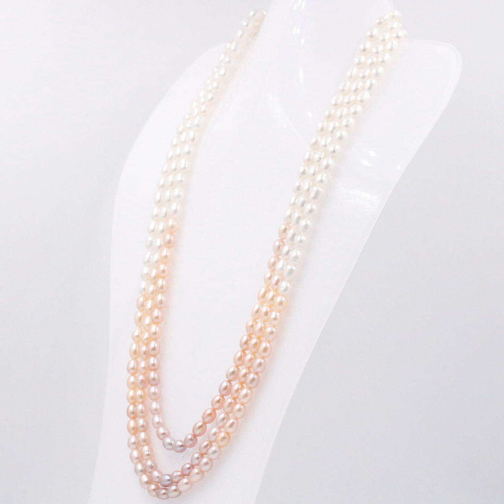 Cultured Pearl Necklace with Beautiful Shaded Pearls in Long Layered Design