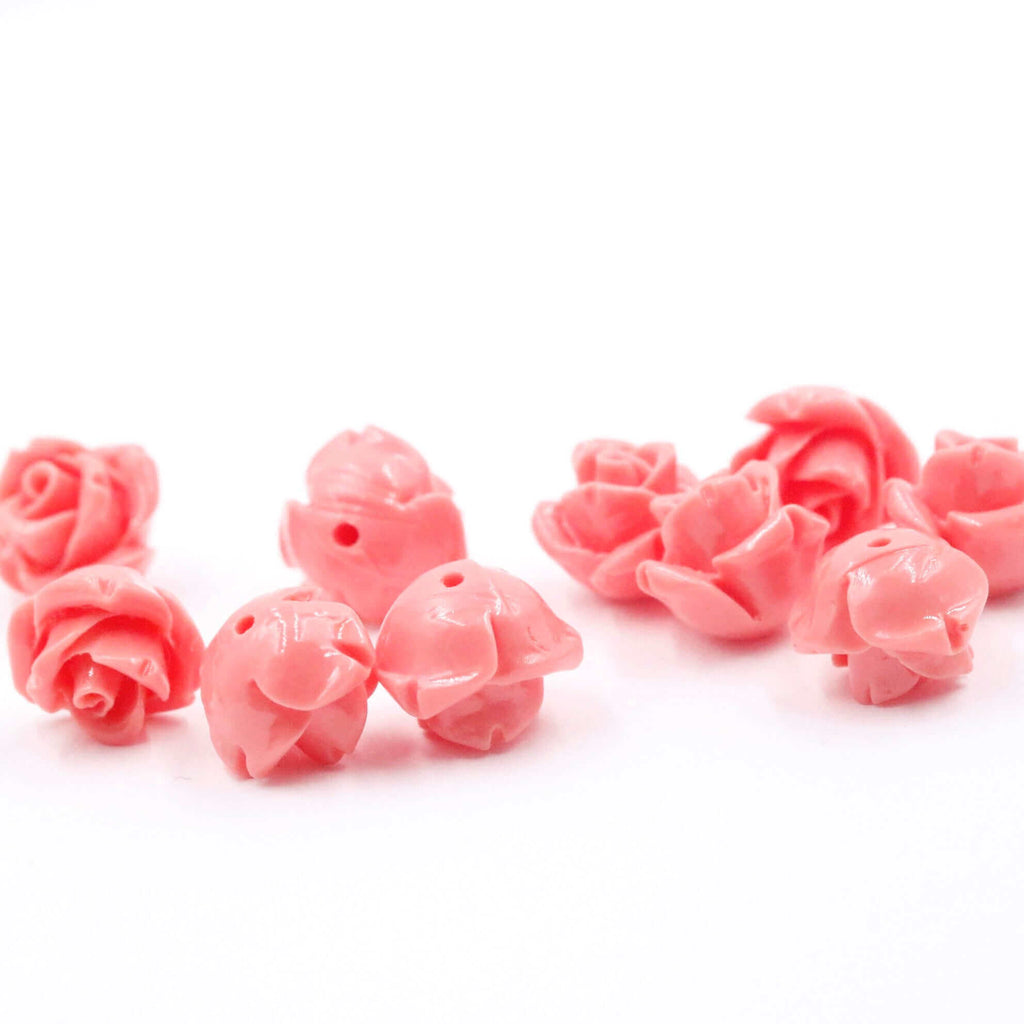 Loose Pink Flower Mount Gemstone with Composite Coral for Unique Jewelry Making