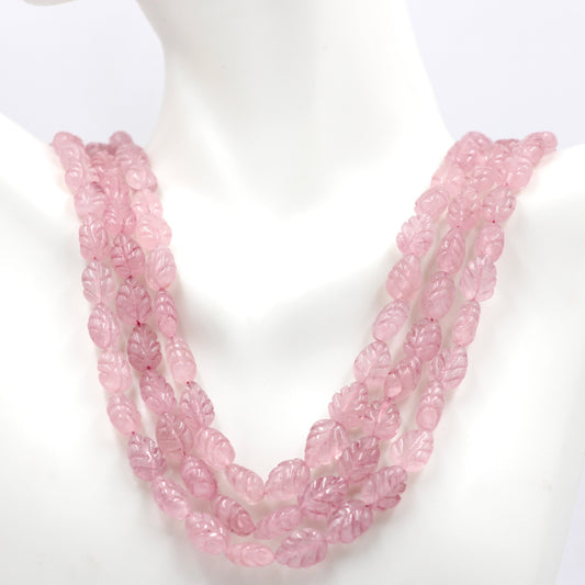 Rose Quartz Leaves Necklace