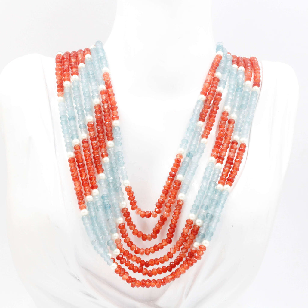 7 Strand Multi-Color Quartz Necklace