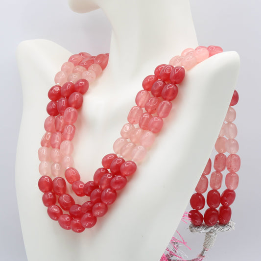 Multi Color Jade Necklace - 3 Strand