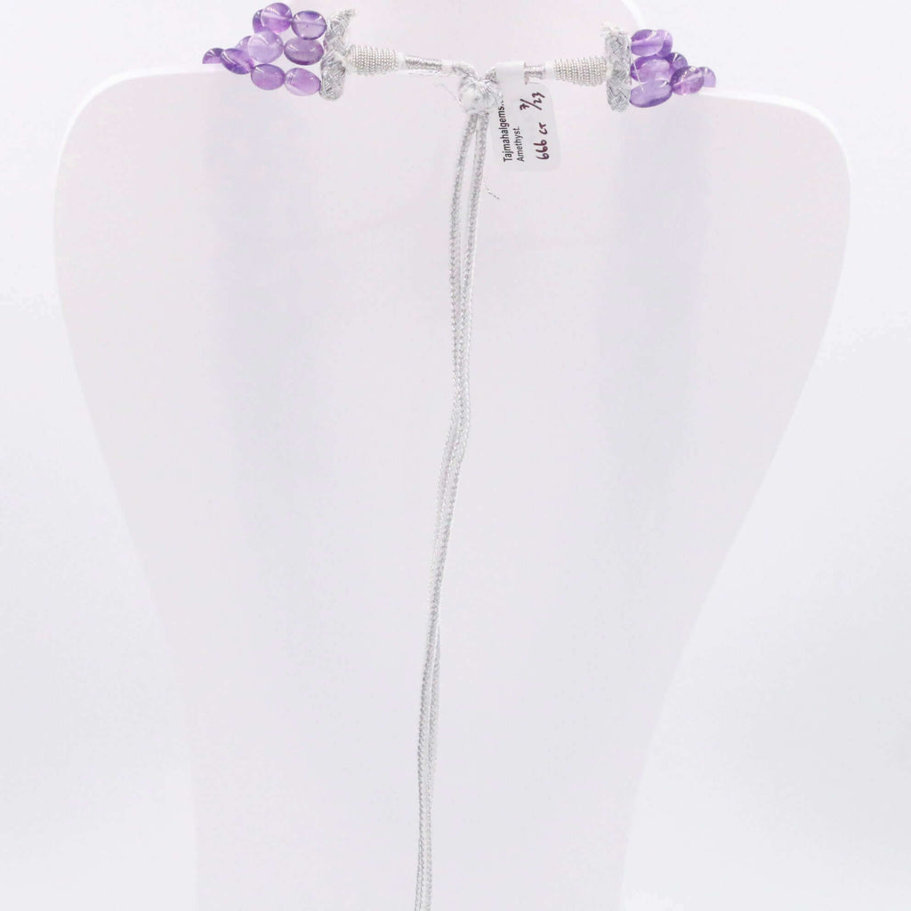 Natural Amethyst Long and Layered Necklace with Sarafa Design