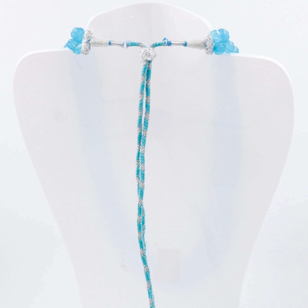 Natural Blue Quartz Indian Jewelry Necklace for Traditional Dress