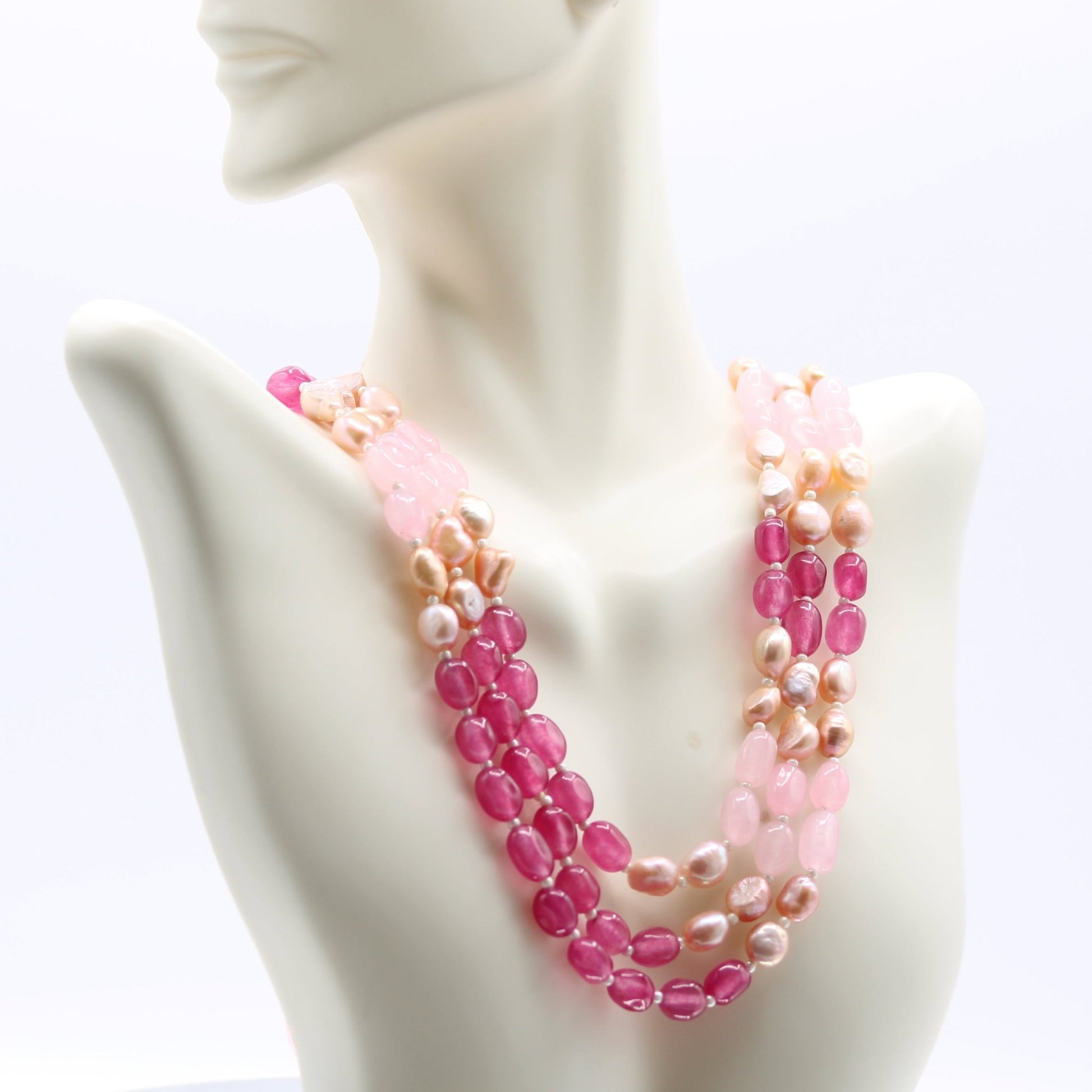 Pink & Rose Jade Necklace - Taj Mahal Gems