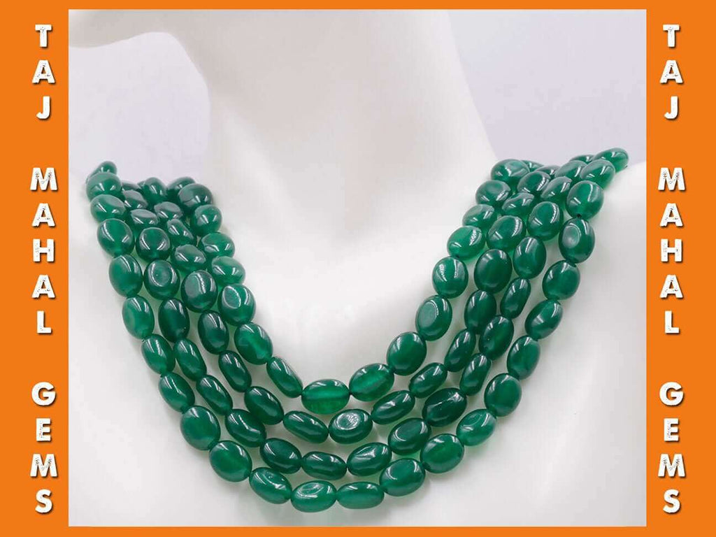 Indian Style Beaded Necklace with Emeralds