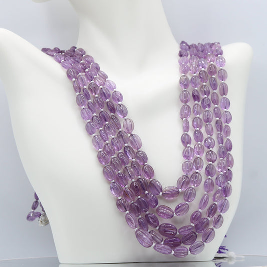 Amethyst Beaded Necklace - 5 Strand
