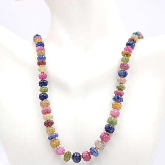 Multi Color Sapphire Pumpkin Necklace