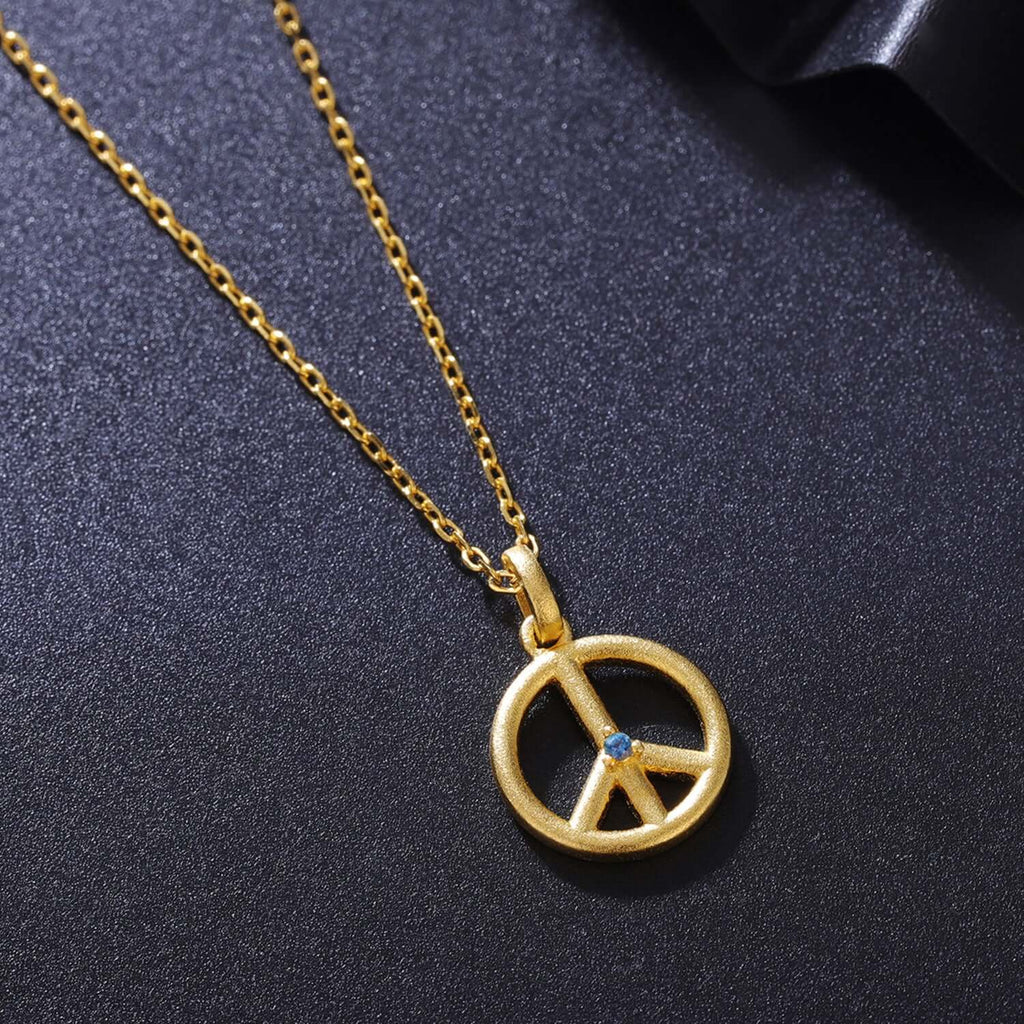 18k Gold Peace Sign Necklace