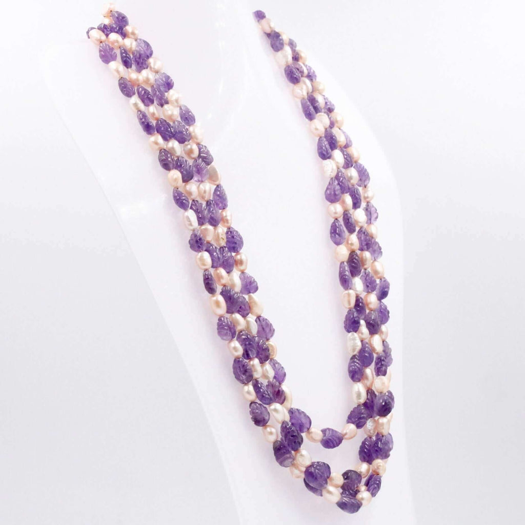 Natural Amethyst & Pearl Jewelry Necklace