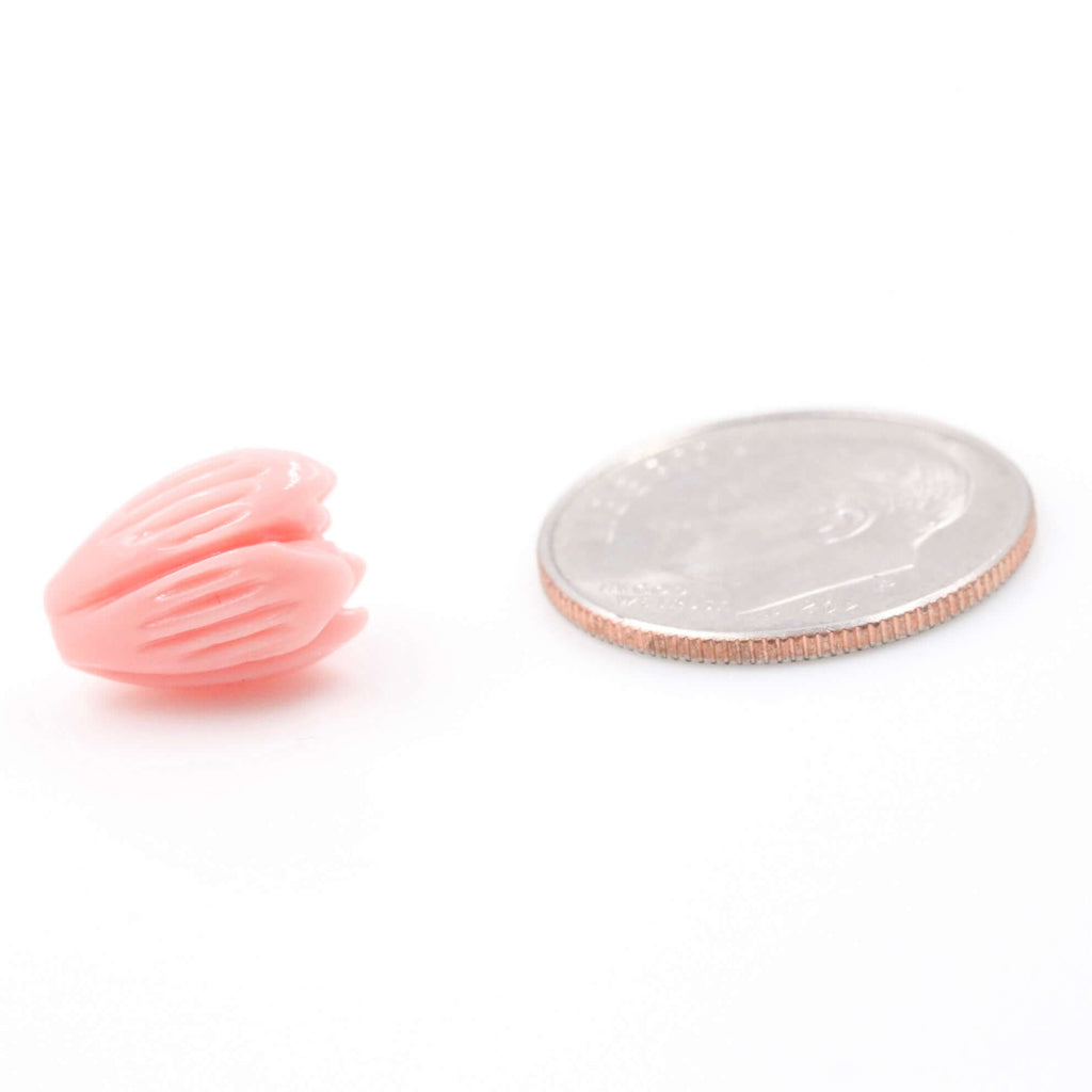 Flower-Shaped Beads in Pink and Orange Resin Coral for Custom Jewelry