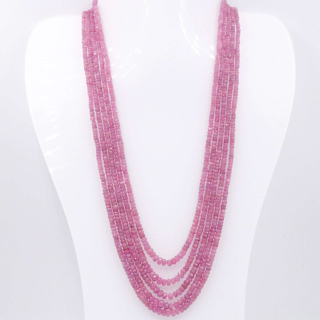 Pink Sapphire Layered Necklace with Indian Style