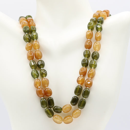 Bi-Color Jade Beaded Necklace - Green & Yellow