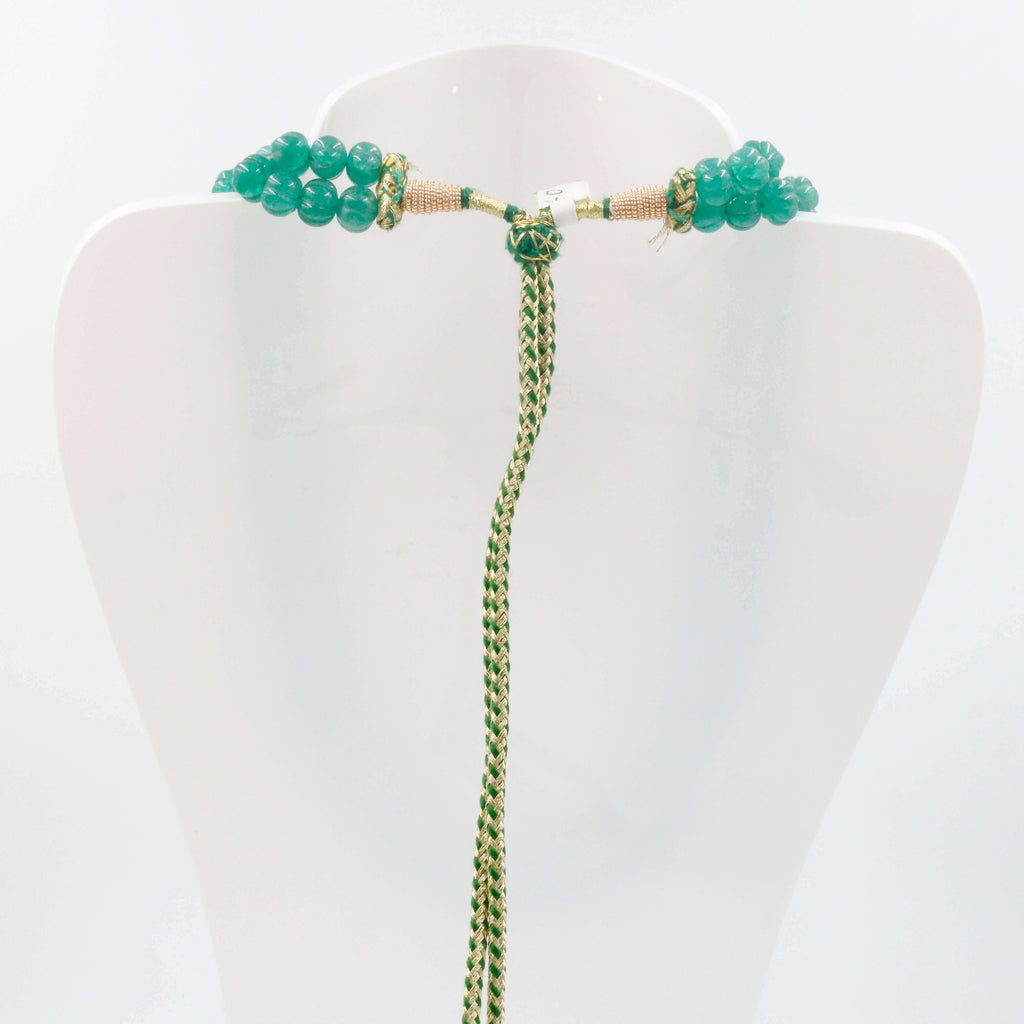 Traditional Indian Necklace with Natural Emeralds - Sarafa Design