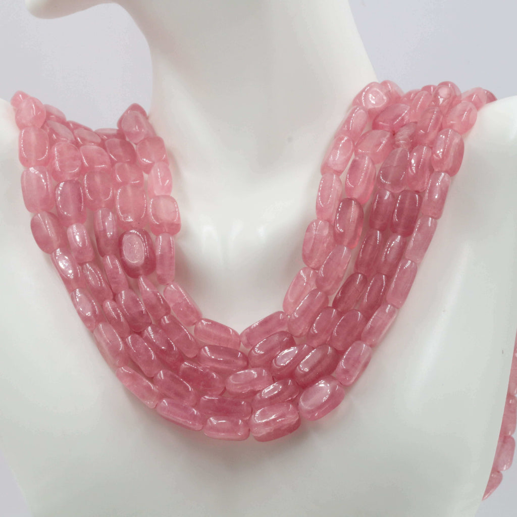 Peach Quartz Beads Necklace: Genuine Gemstone