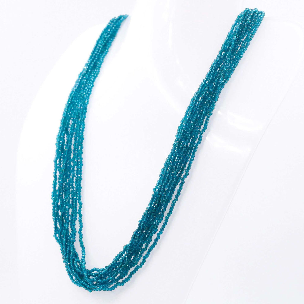 Indian Necklace with Layered CZ Crystals and 2mm Faceted Beads
