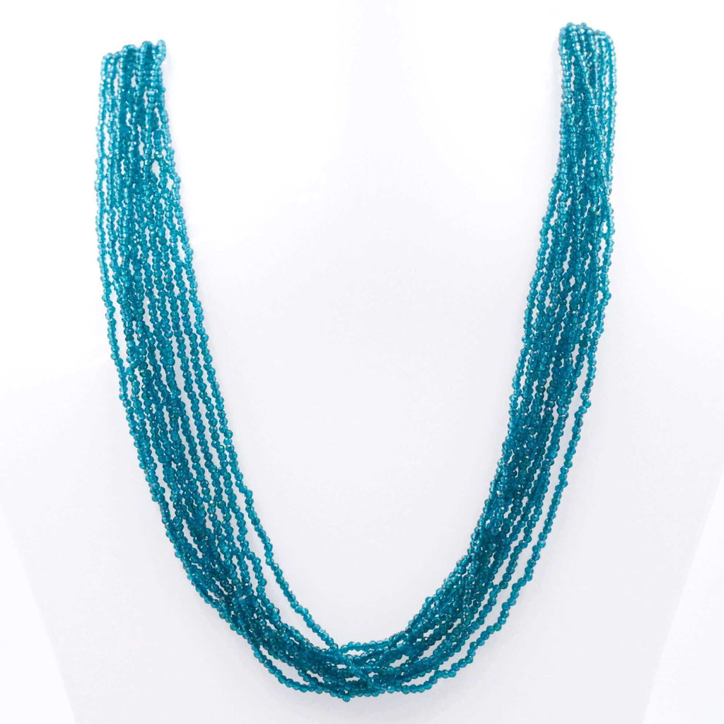 Layered CZ Necklace with 2mm Faceted Crystals in Elegant Beaded Design