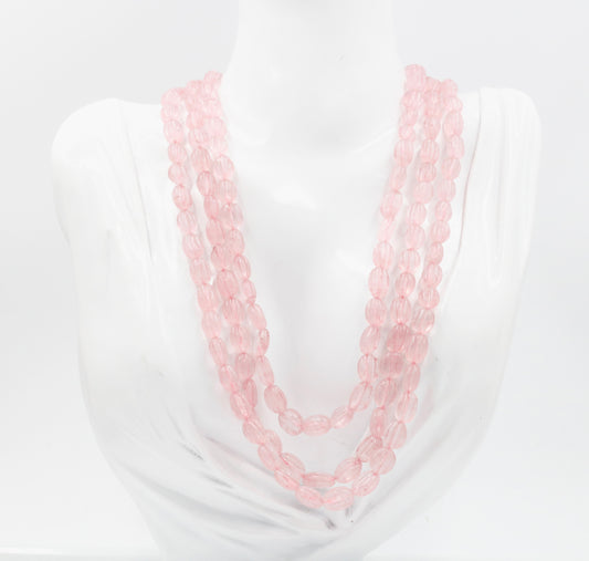 Natural Rose Quartz Pumpkin Beaded Necklace