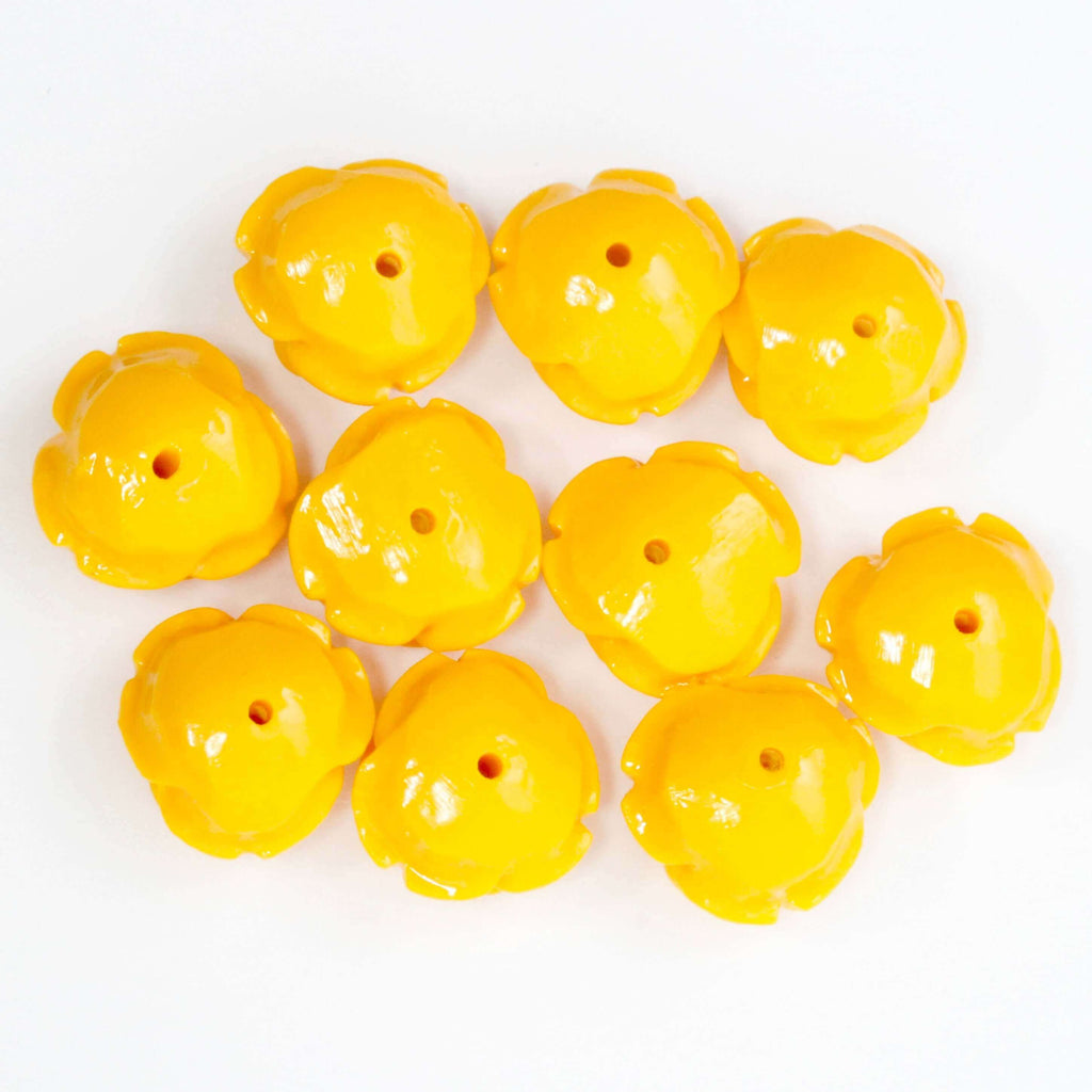 Yellow Color Rose Flower Shaped Coral Gemstones for DIY