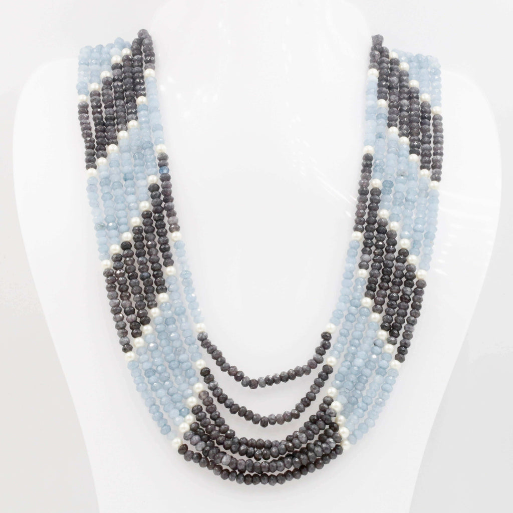 Layered Blue Quartz Beaded Necklace