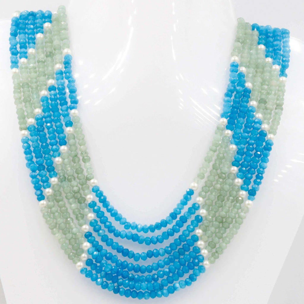 Green & Blue Quartz Layered Necklace Collection