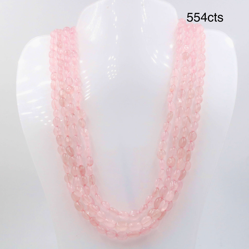 Rose Quartz Beaded Necklace in Pink