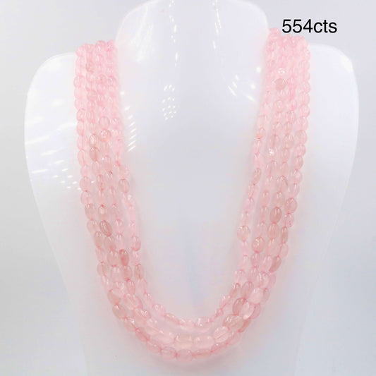 Rose Quartz Beaded Necklace in Pink