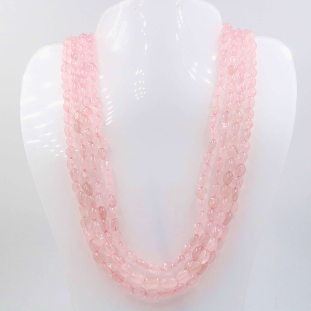 Handcrafted Rose Quartz Bead Necklace