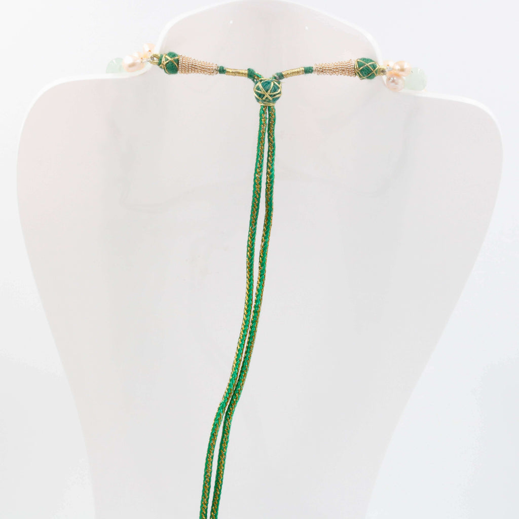 Aventurine Quartz & Pearl Indian Necklace
