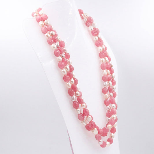 Rose Quartz with Fresh Water Pearl Necklace