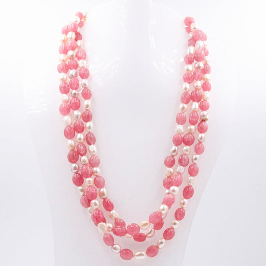 Rose Quartz with Fresh Water Pearl Necklace