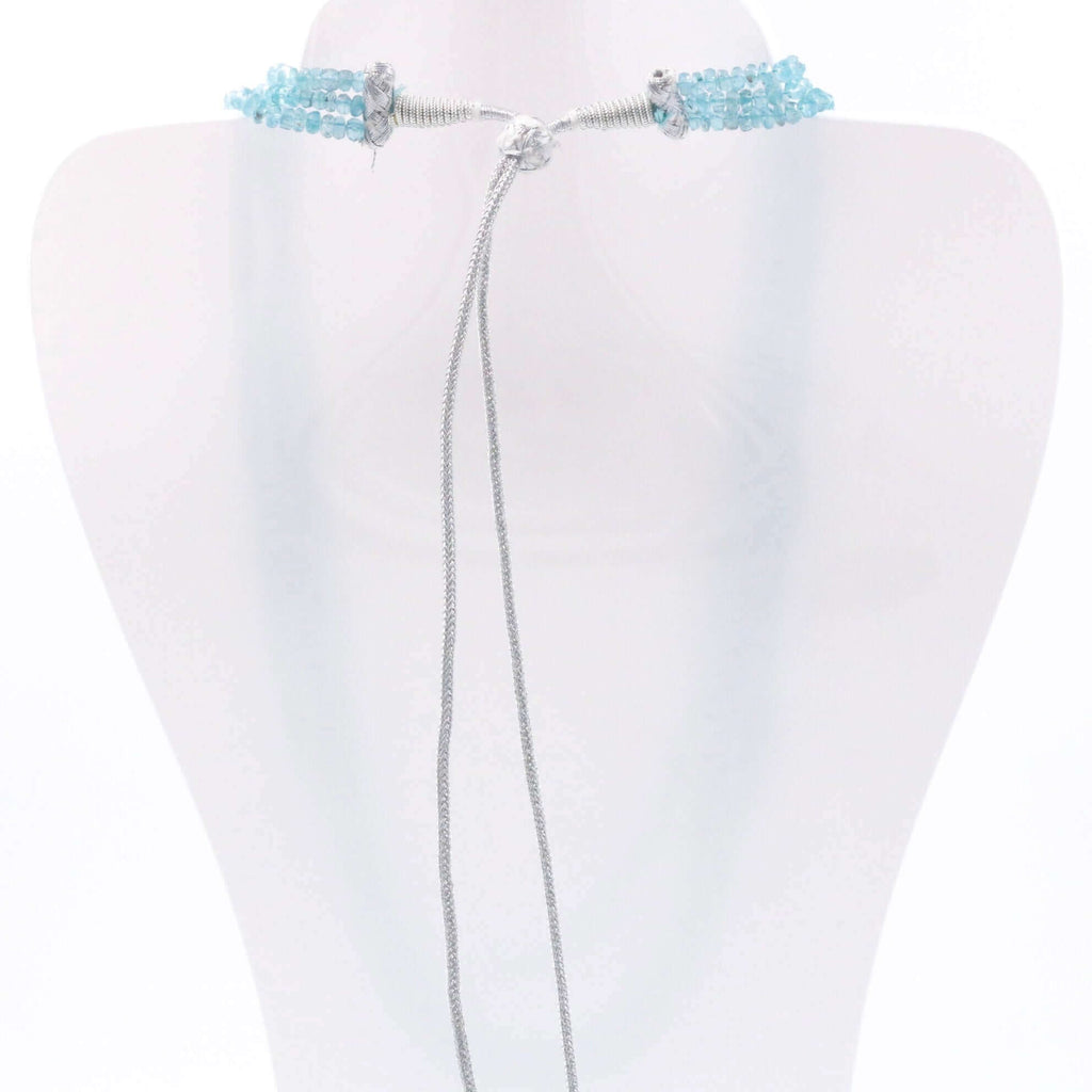 Natural Blue Apatite Necklace with Indian Sarafa Design