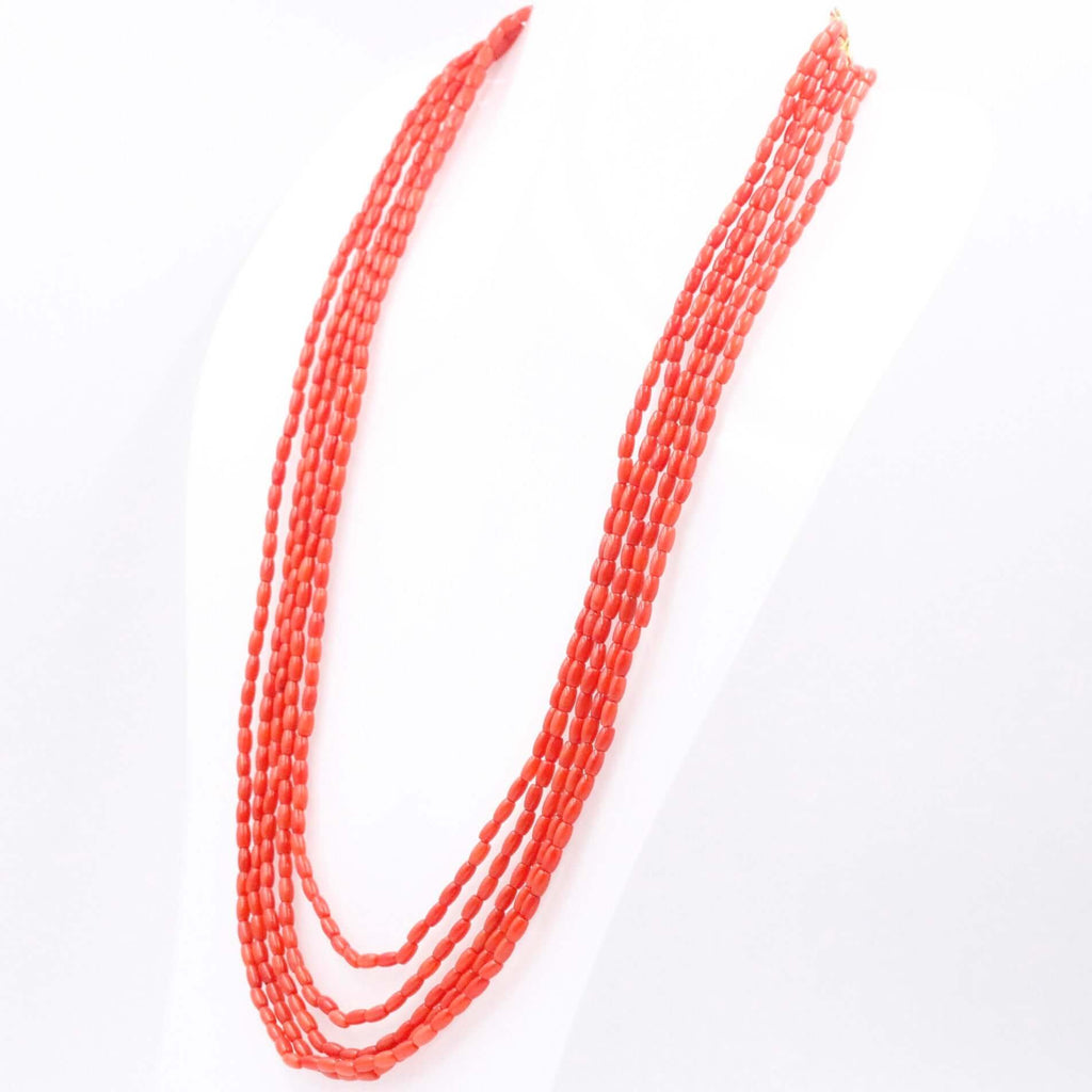 Traditional Sarafa Necklace with Layered Orange Coral Beads