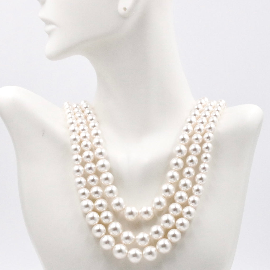 3 Stranded Swarovski Pearl Necklace